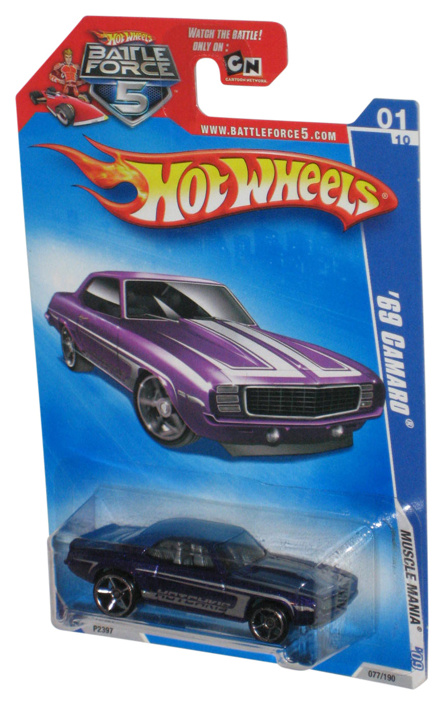 Hot Wheels Battle Force 5 Muscle Mania '09 Purple '69 Camaro Toy Car 077/190