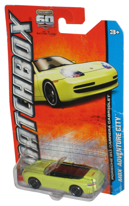 Matchbox MBX Adventure City (2012) Yellow Porsche 911 Carrera Cabriolet Toy Car 25/120 - (Card Minor Wear)