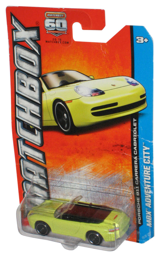 Matchbox MBX Adventure City (2012) Yellow Porsche 911 Carrera Cabriolet Toy Car 25/120 - (Card Minor Wear)