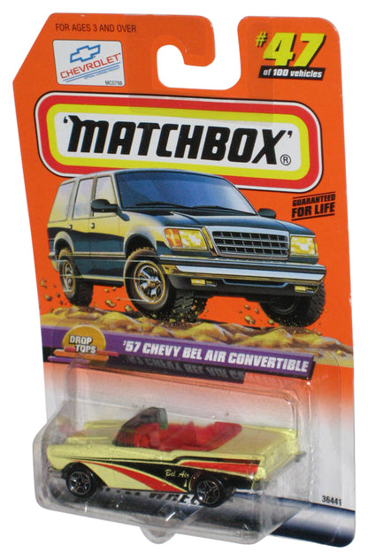 Matchbox Drop Tops (1998) Yellow '57 Chevy Bel Air Convertible Toy Car #47/100
