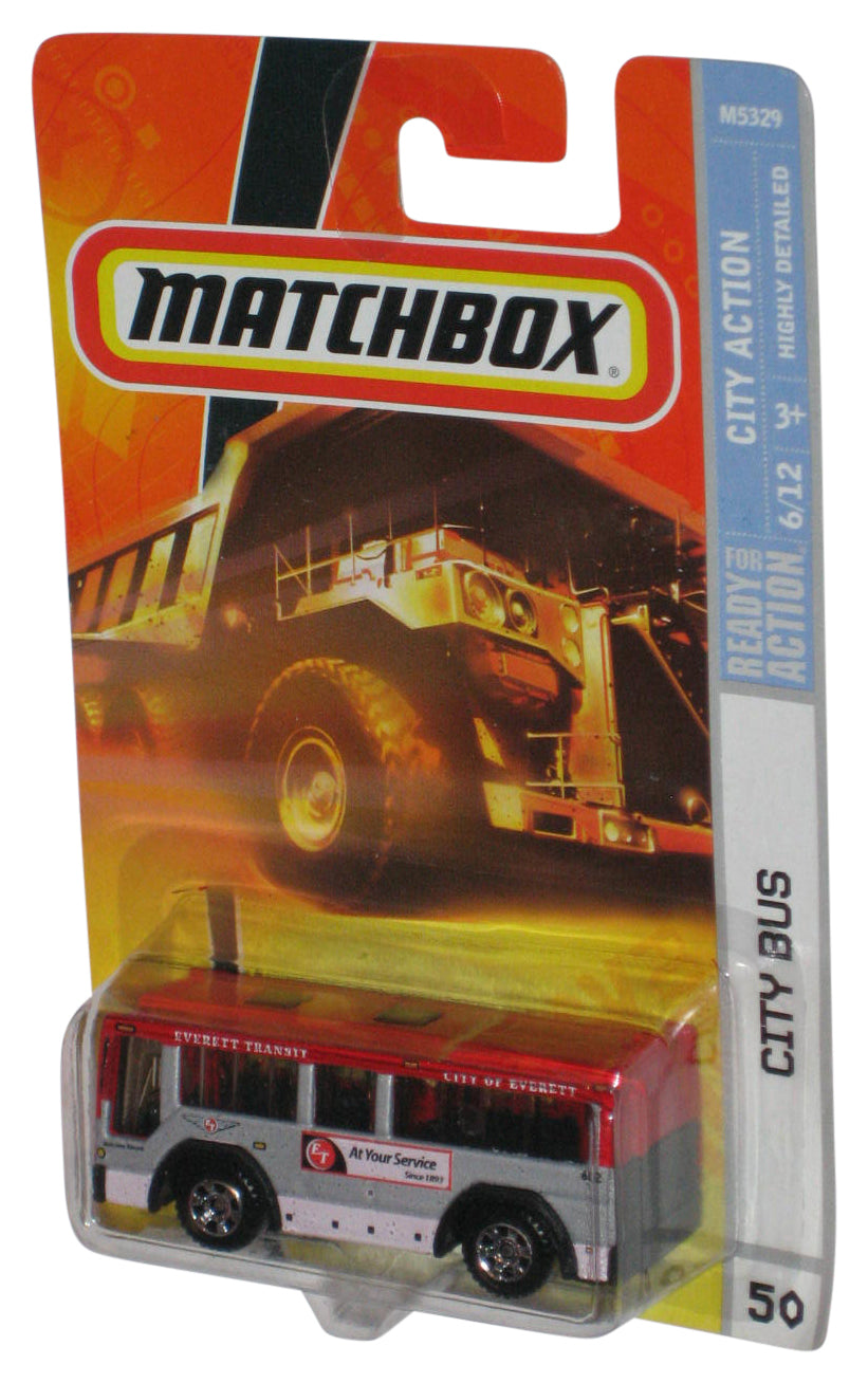 Matchbox City Action 6/12 (2007) White & Red Bus Die-Cast Metal Toy #50 - (Plastic Loose From Card)