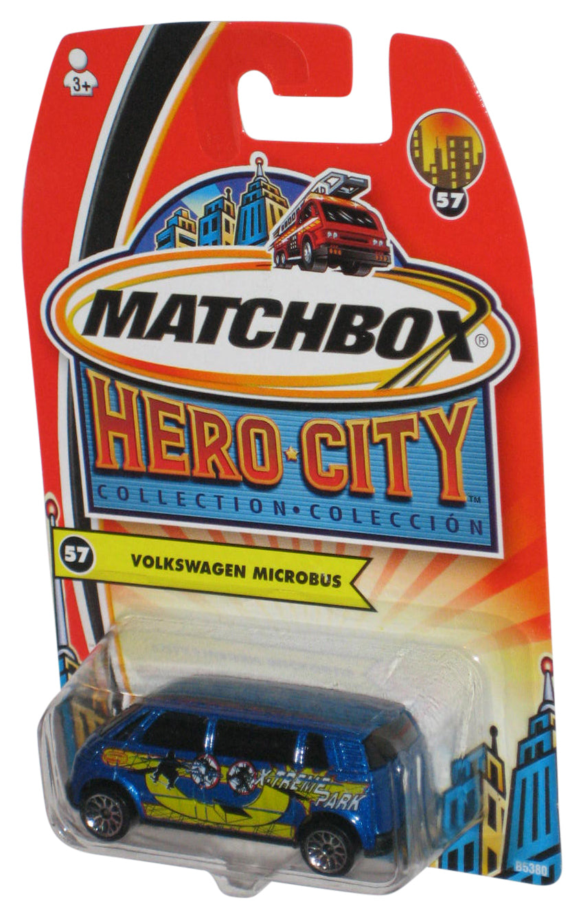 Matchbox Hero City Collection (2003) Blue Volkswagen Microbus Die-Cast Toy Car #57