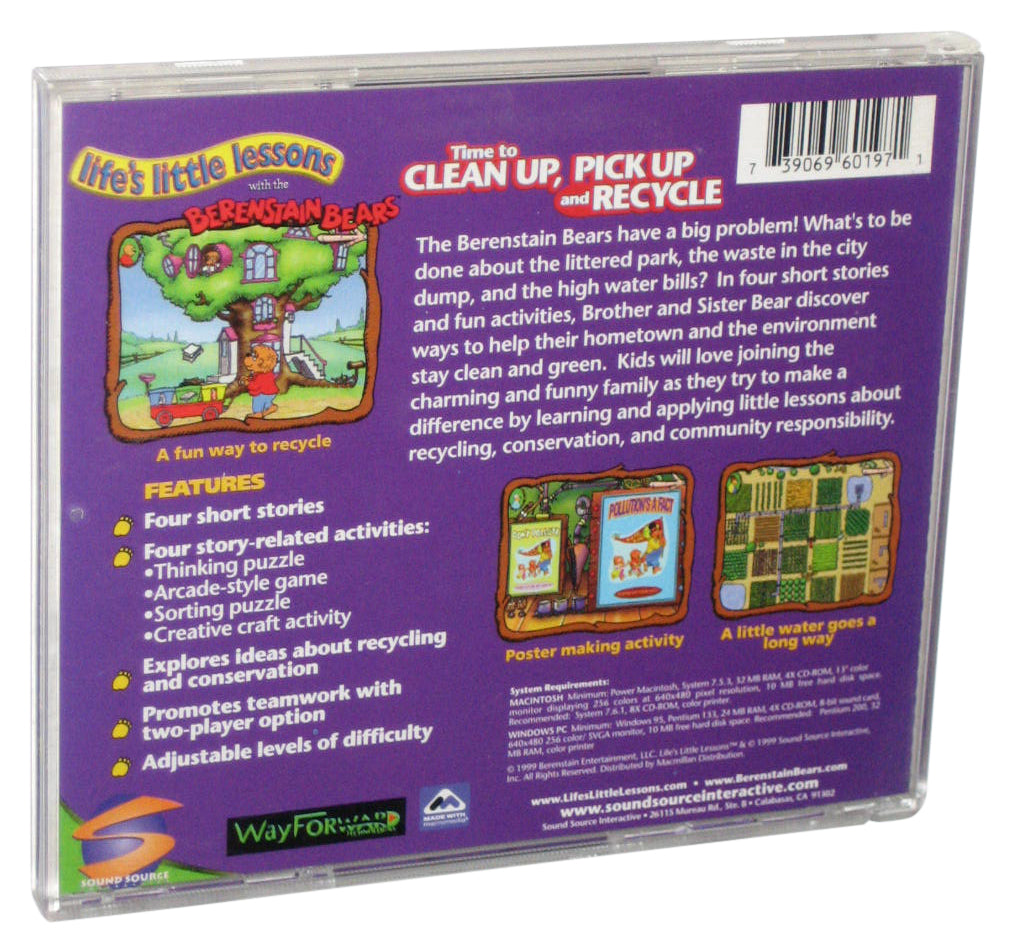 Berenstain Bears Life's Little Lessons Time To Clean Pick Up & Recycle Windows Video Game