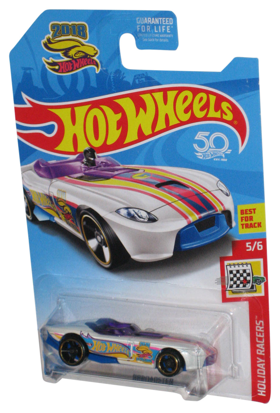 Hot Wheels Holiday Racers (2018) White Rrroadster Toy Car 5/6
