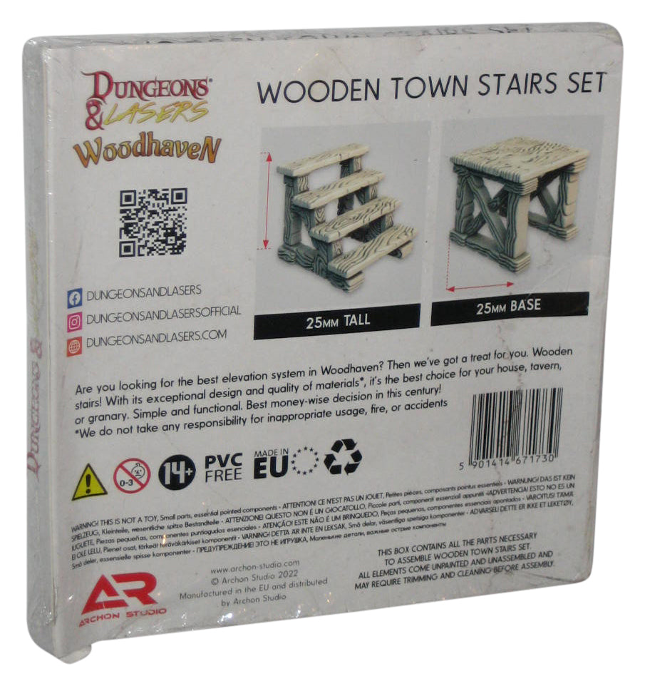 Dungeons & Lasers Woodhaven Wooden Town Stairs Set Tabletop Ready Toy - (Dented Box)