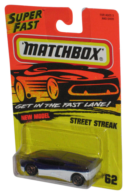 Matchbox Get In The Super Fast Lane (1995) New Model Blue & White Street Streak Toy Car #62
