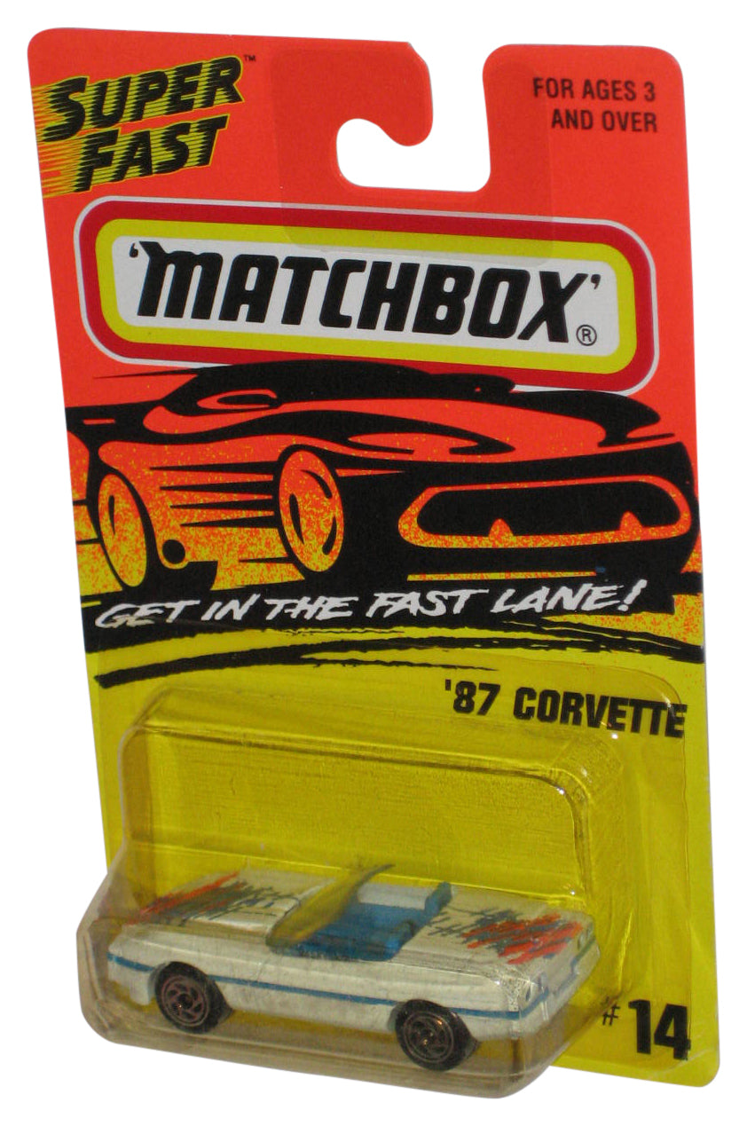 Matchbox Get In The Super Fast Lane (1996) White '87 Corvette Toy Car #14