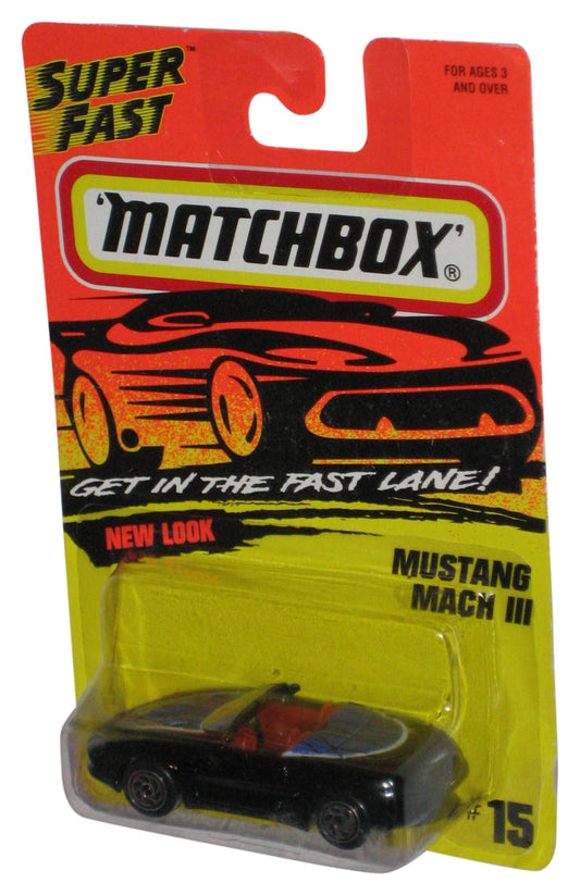 Matchbox Get In The Super Fast Lane (1994) Black Mustang Mach III Toy Car #15 - (Cracked Plastic)