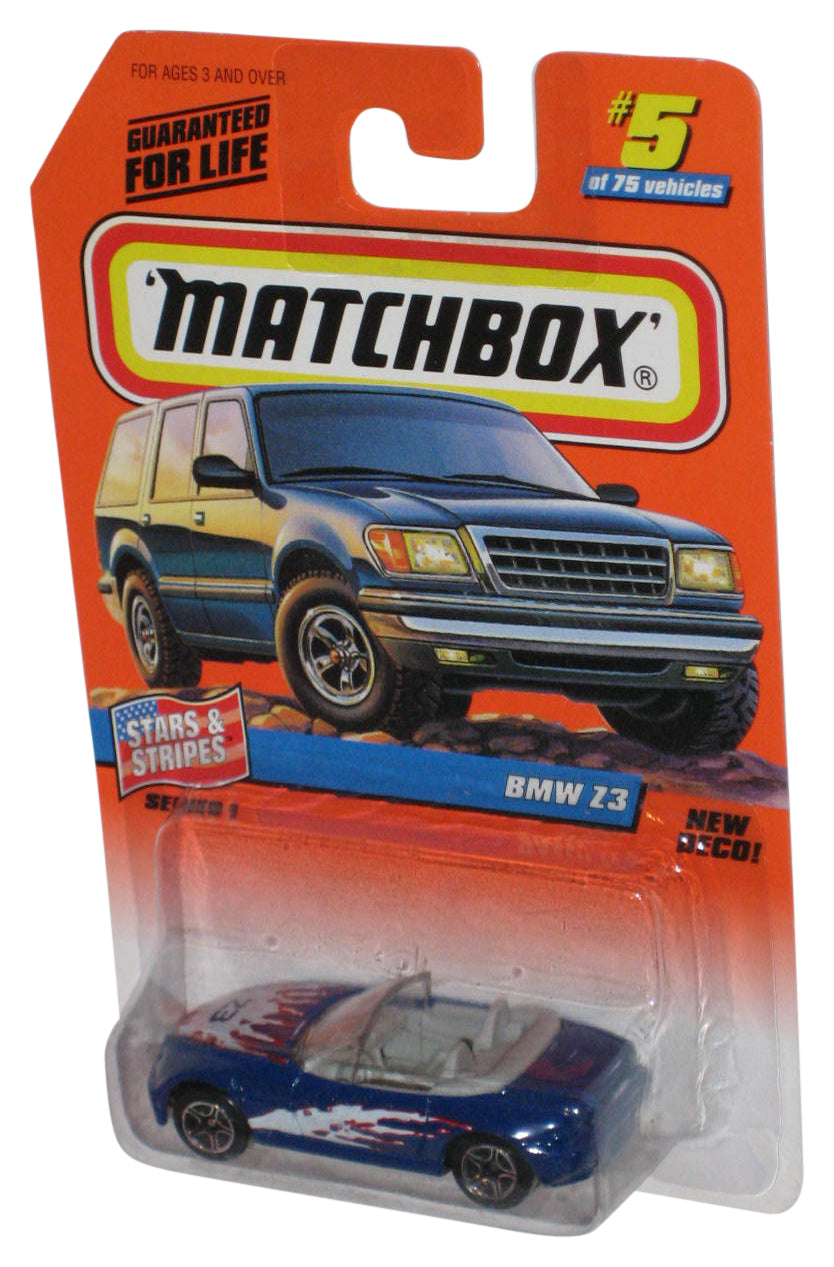 Matchbox Stars & Stripes Series 1 (1997) Blue BMW Z3 Toy Car #5/75