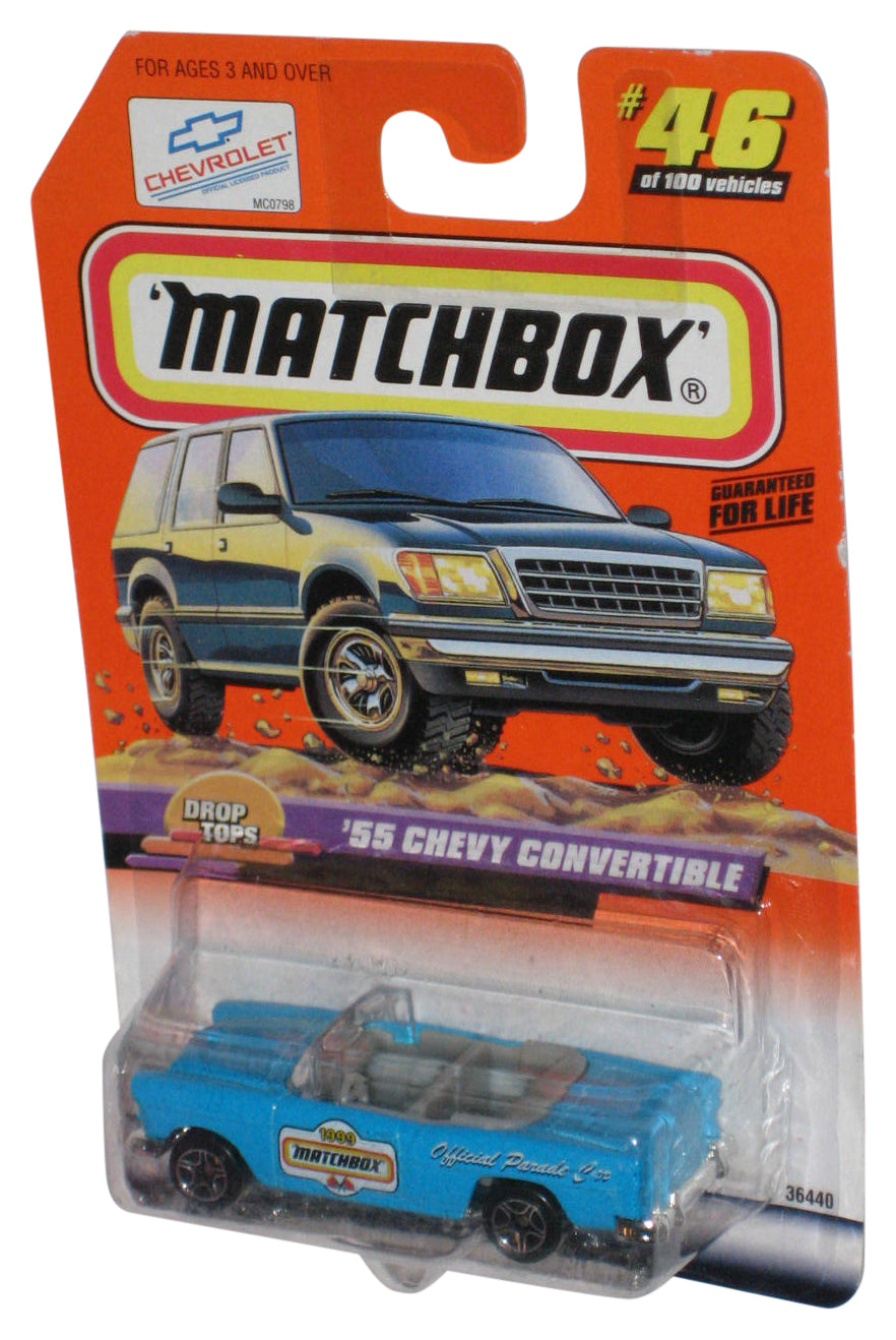 Matchbox Drop Tops (1998) Blue '55 Chevy Convertible Toy Car #46/100