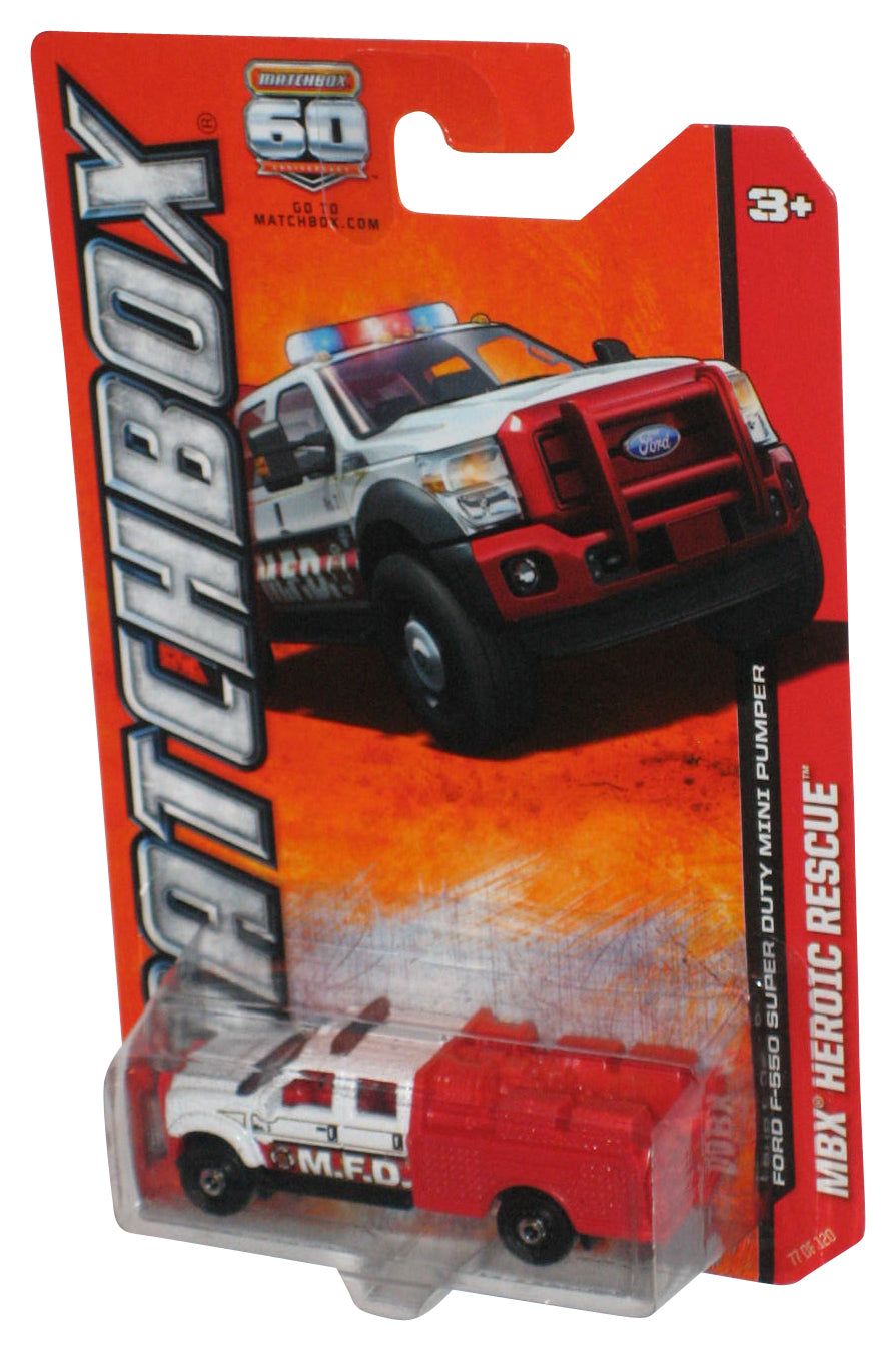 Matchbox MBX Heroic Rescue (2012) White & Red Ford F-550 Super Duty Mini Pumper Truck Toy 77/120