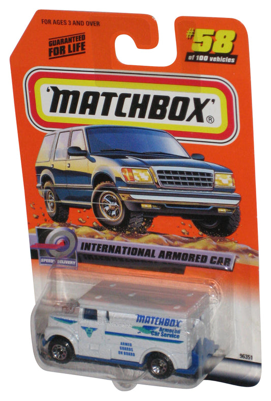 Matchbox Speedy Delivery (1999) White International Armored Car Toy 58/100 - (Bottom of Plastic Dented)