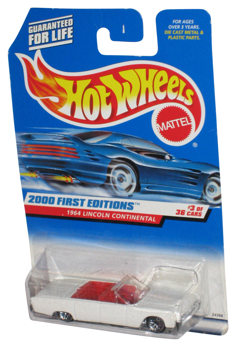 Hot Wheels 2000 First Editions 3/36 White 1964 Lincoln Continental Toy Car #063