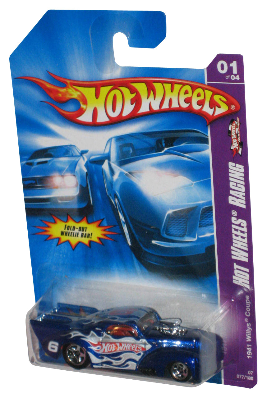 Hot Wheels Racing 1941 Willys Coupe Blue Toy Car 077/180 w/ Fold-Out Wheelie Bar