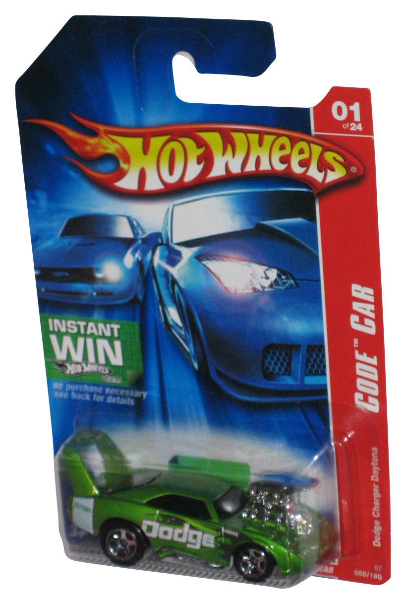 Hot Wheels Code Car 1/24 (2006) Green Dodge Charger Daytona Toy Car 085/180