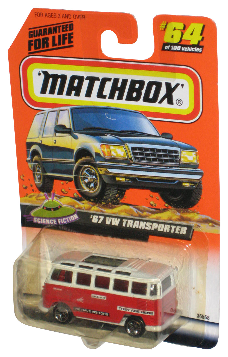 Matchbox Science Fiction (1998) Red & White '67 VW Transporter Toy Van #64/100