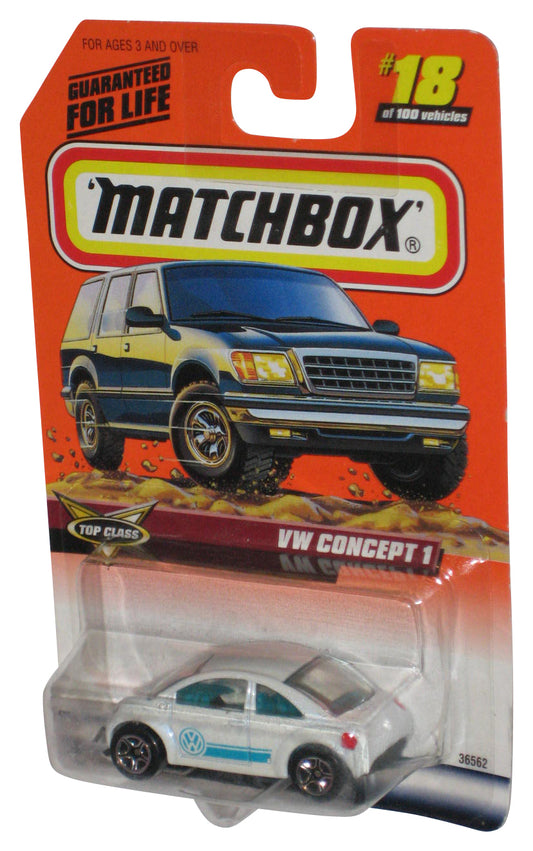 Matchbox Top Class VW Concept 1 (1998) Mattel White Toy Car #18