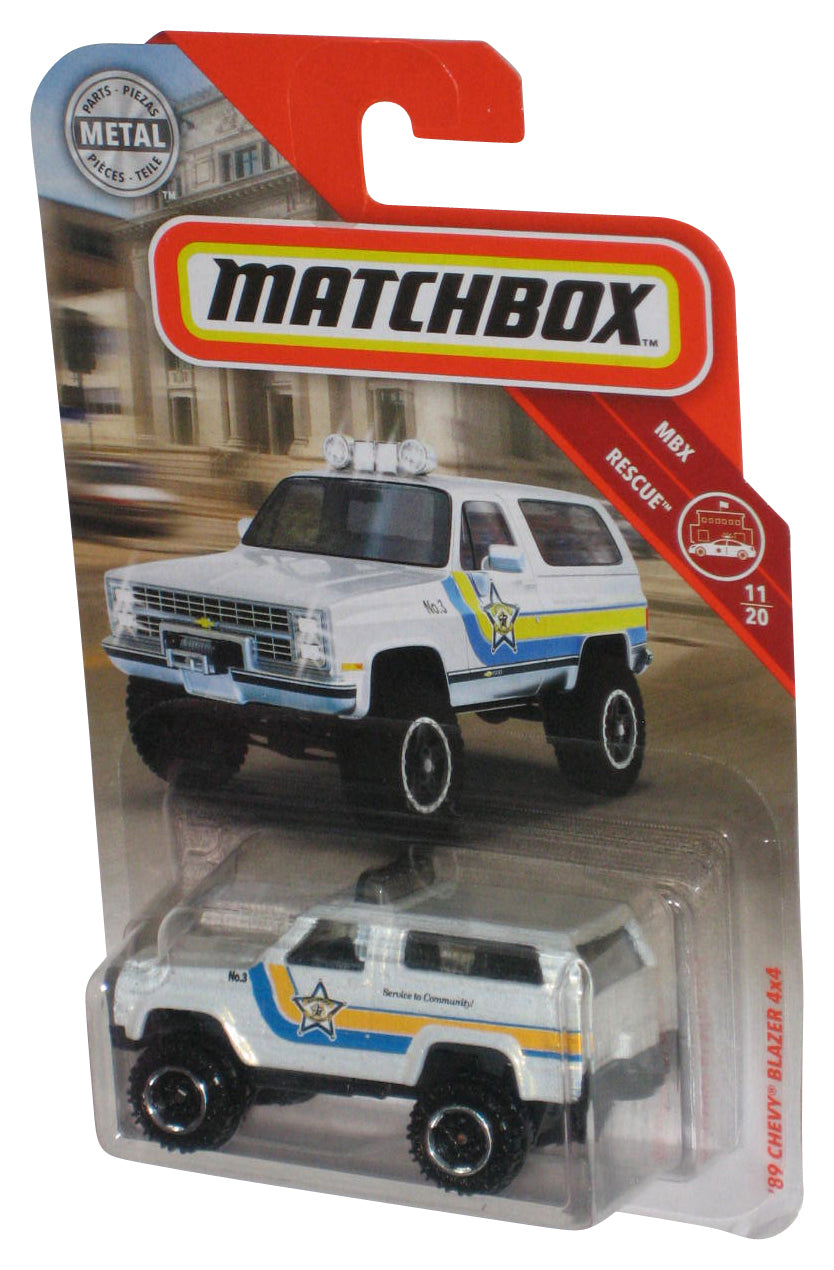 Matchbox MBX Rescue 11/20 (2018) White '89 Chevy Blazer 4x4 Toy Vehicle 53/100