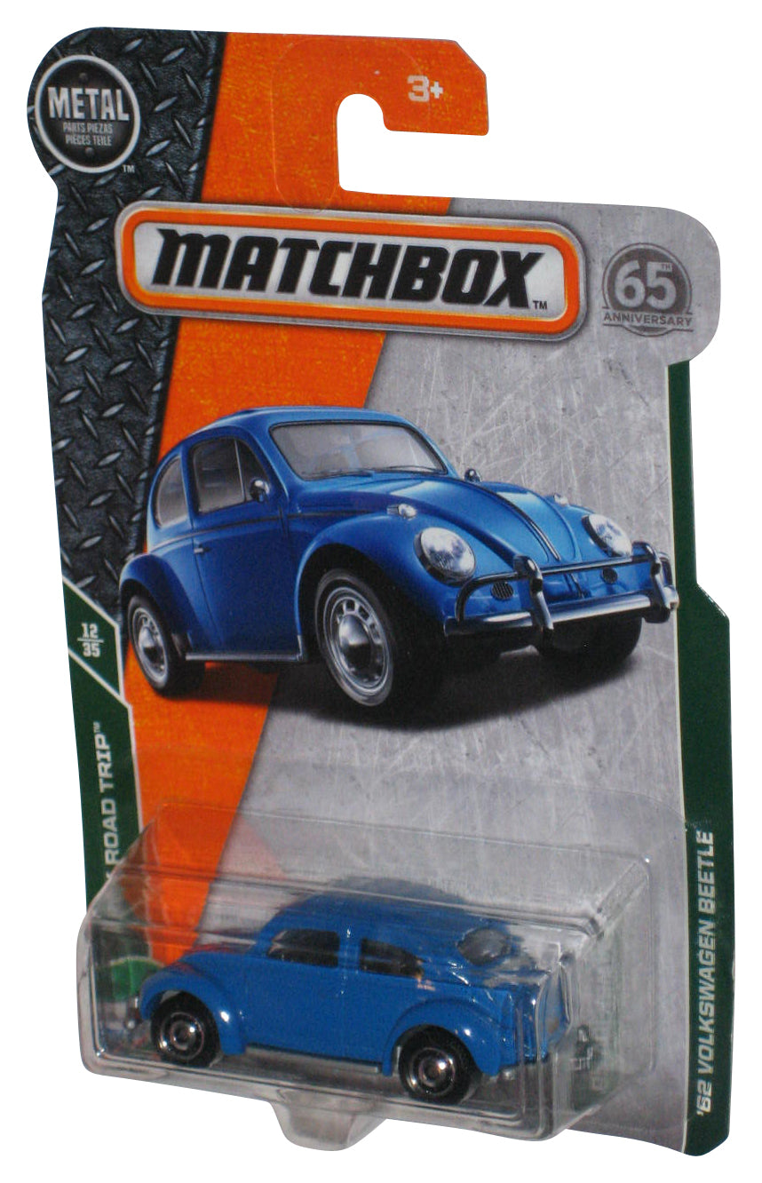 Matchbox MBX Road Trip 12/35 (2017) Blue '62 Volkswagen Beetle Toy Car 16/125 - (Cracked Plastic)