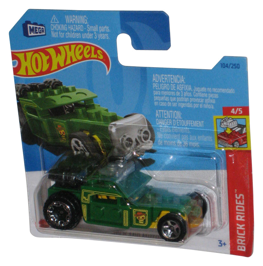 Hot Wheels Brick Rides 4/5 (2021) Green Brick And Motor Toy Car 104/250 - (Short Card)