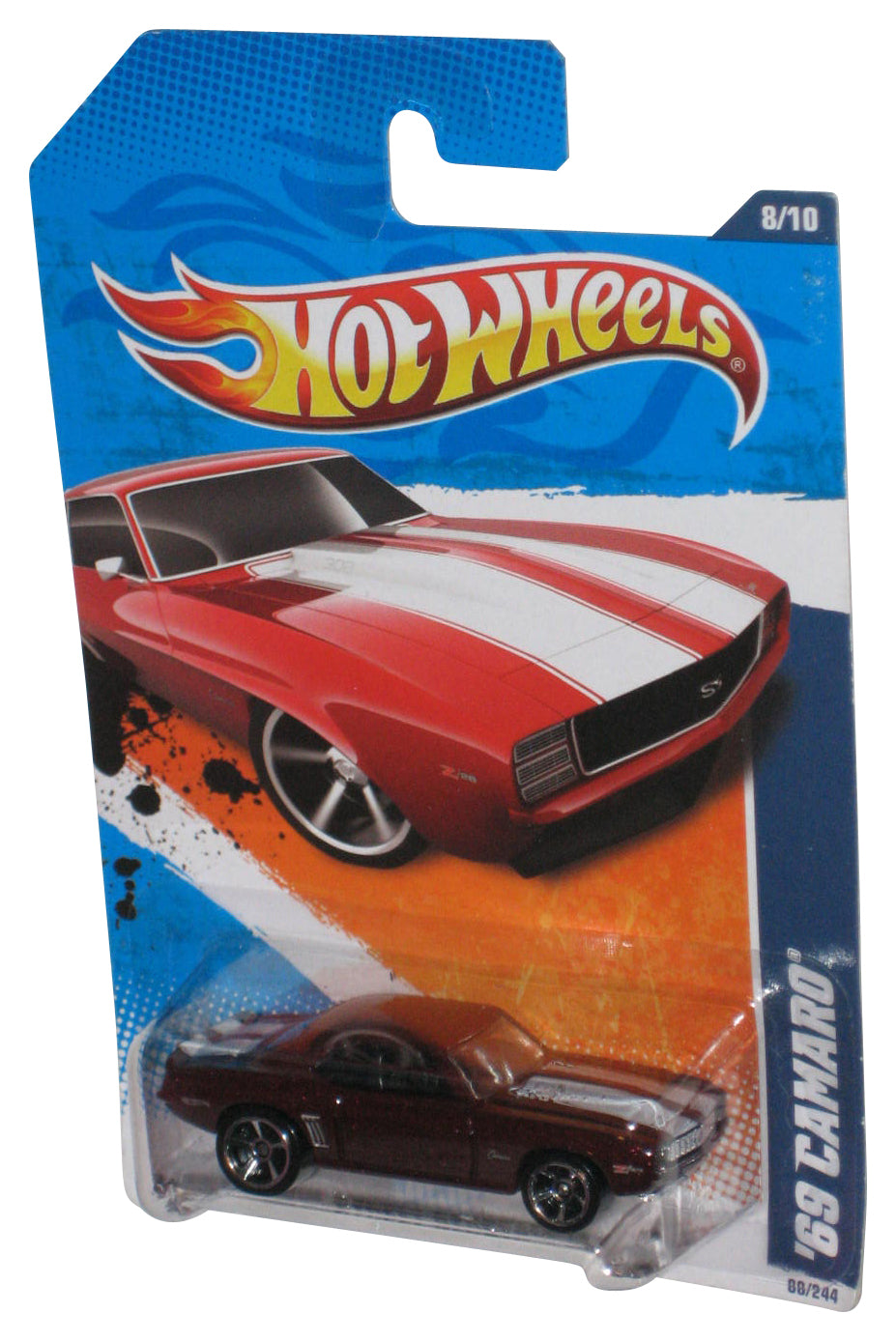 Hot Wheels Street Beasts '11 8/10 Red '69 Camaro Toy Car 88/244