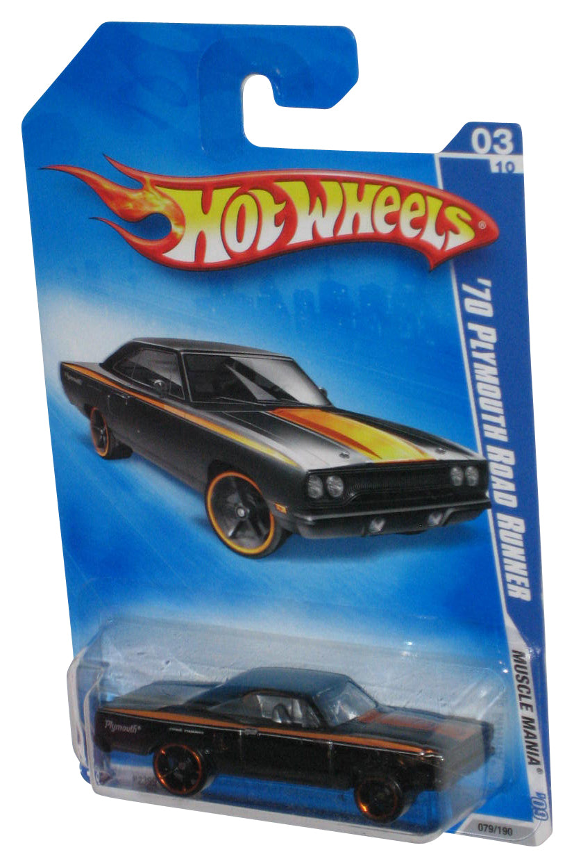 Hot Wheels Muscle Mania '09 Black '70 Plymouth Road Runner Toy Car 079/190