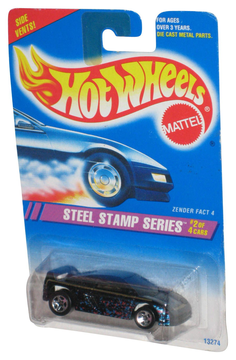 Hot Wheels Steel Stamp Series 2/4 (1994) Black Zender Fact 4 Toy Car