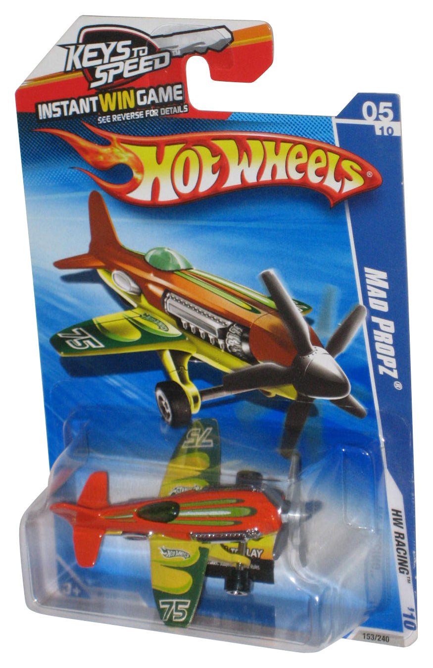 Hot Wheels HW Racing '10 5/10 (2009) Mad Propz Orange & Yellow Toy Plane 153/240
