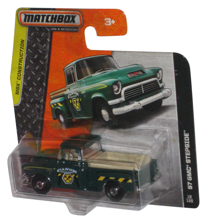 Matchbox MBX Construction (2013) Green '57 GMC Stepside Toy Truck 18/120 - (Short Card)