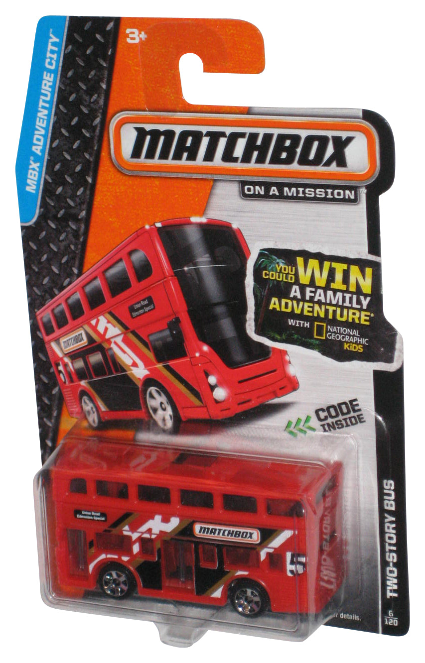 Matchbox MBX Adventure City (2013) Red Two-Story Bus Toy #6/120
