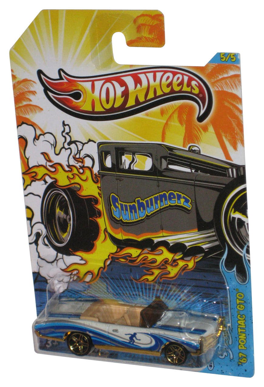 Hot Wheels Sunburnerz (2012) White & Blue '67 Pontiac GTO Toy Car 5/5