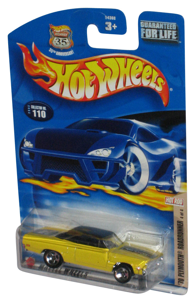 Hot Wheels Yellow '70 Plymouth Roadrunner (2002) Mattel Die-Cast Toy Car #110