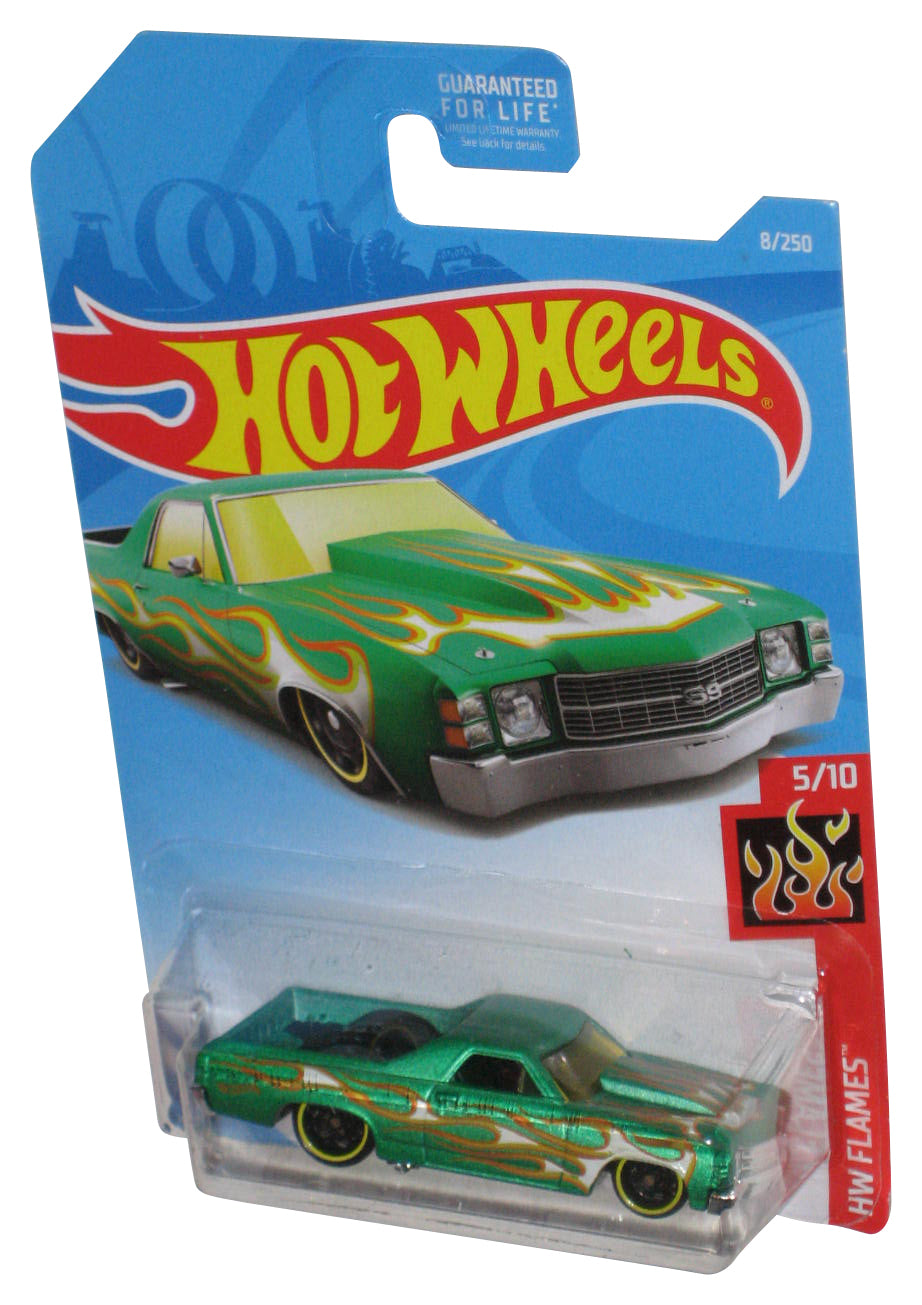 Hot Wheels HW Flames 5/10 (2017) Green '71 El Camino Toy Car 8/250