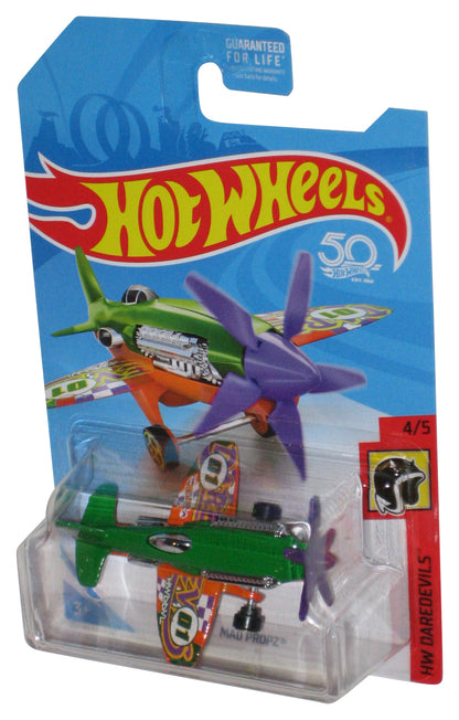 Hot Wheels HW Daredevils (2017) Mad Propz Green & Orange Airplane Toy 4/5