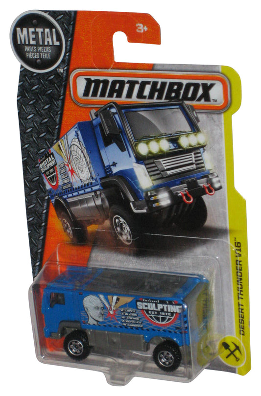 Matchbox Metal (2016) Mattel Blue Desert Thunder V16 Toy Truck 34/125 - (Cracked Plastic)