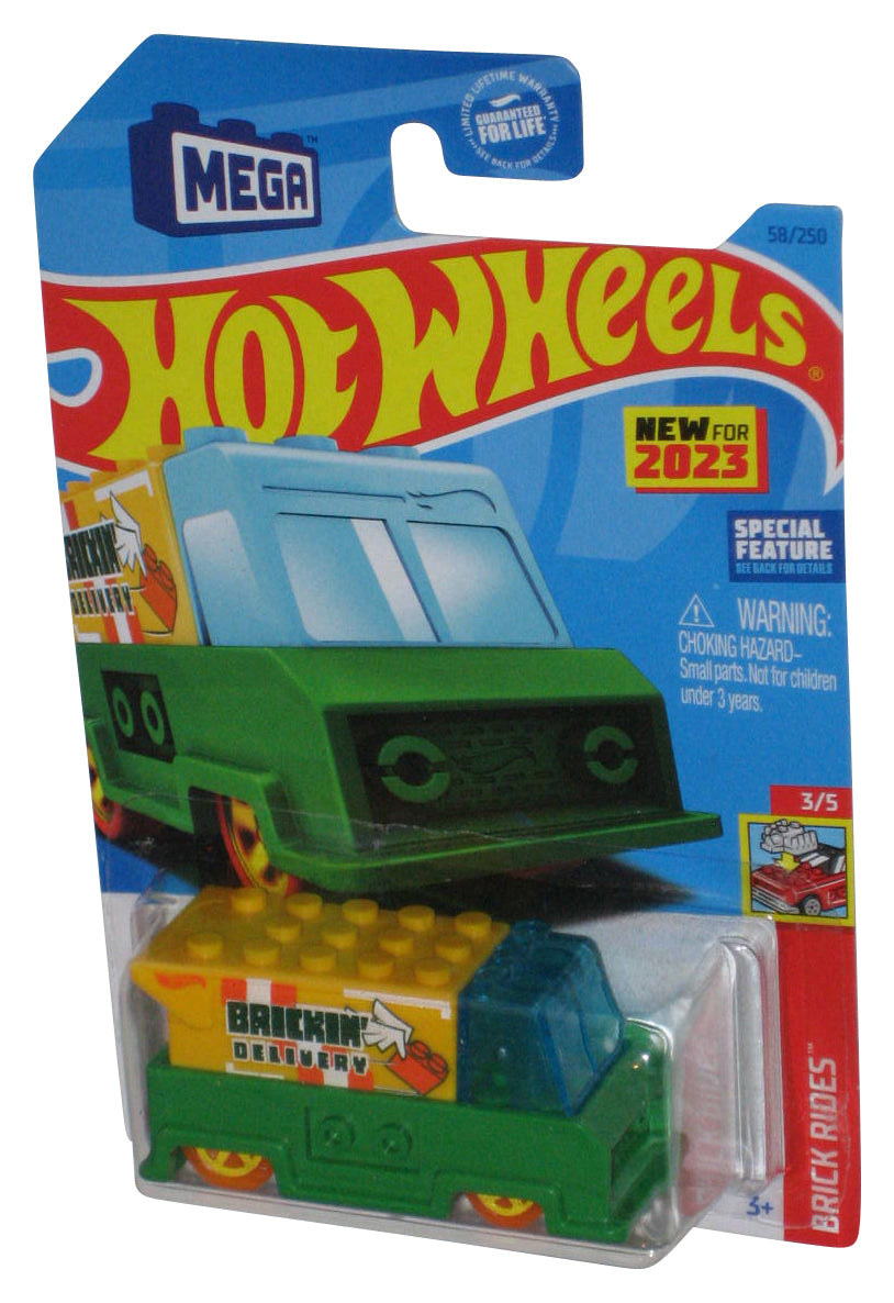 Hot Wheels Brick Rides 3/5 (2023) Green & Yellow Brickin' Delivery Toy Car 58/250