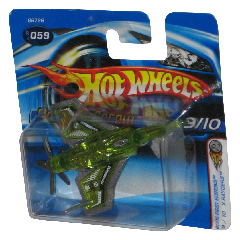 Hot Wheels 2005 First Editions X-Raycers 9/10 Green Poison Arrow Toy Plane 059 - (Short Card)