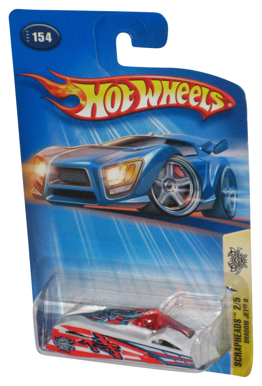 Hot Wheels Scrapheads 2/5 (2004) White Shadow Jet II Toy Car #154