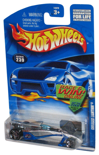 Hot Wheels Greased Lightnin' (2002) Blue & Silver Die-Cast Toy Car #239