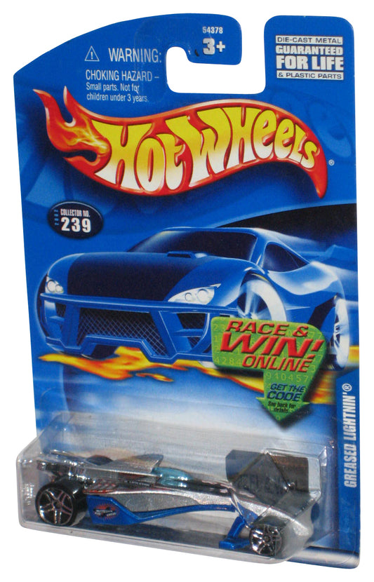 Hot Wheels Greased Lightnin' (2002) Blue & Silver Die-Cast Toy Car #239