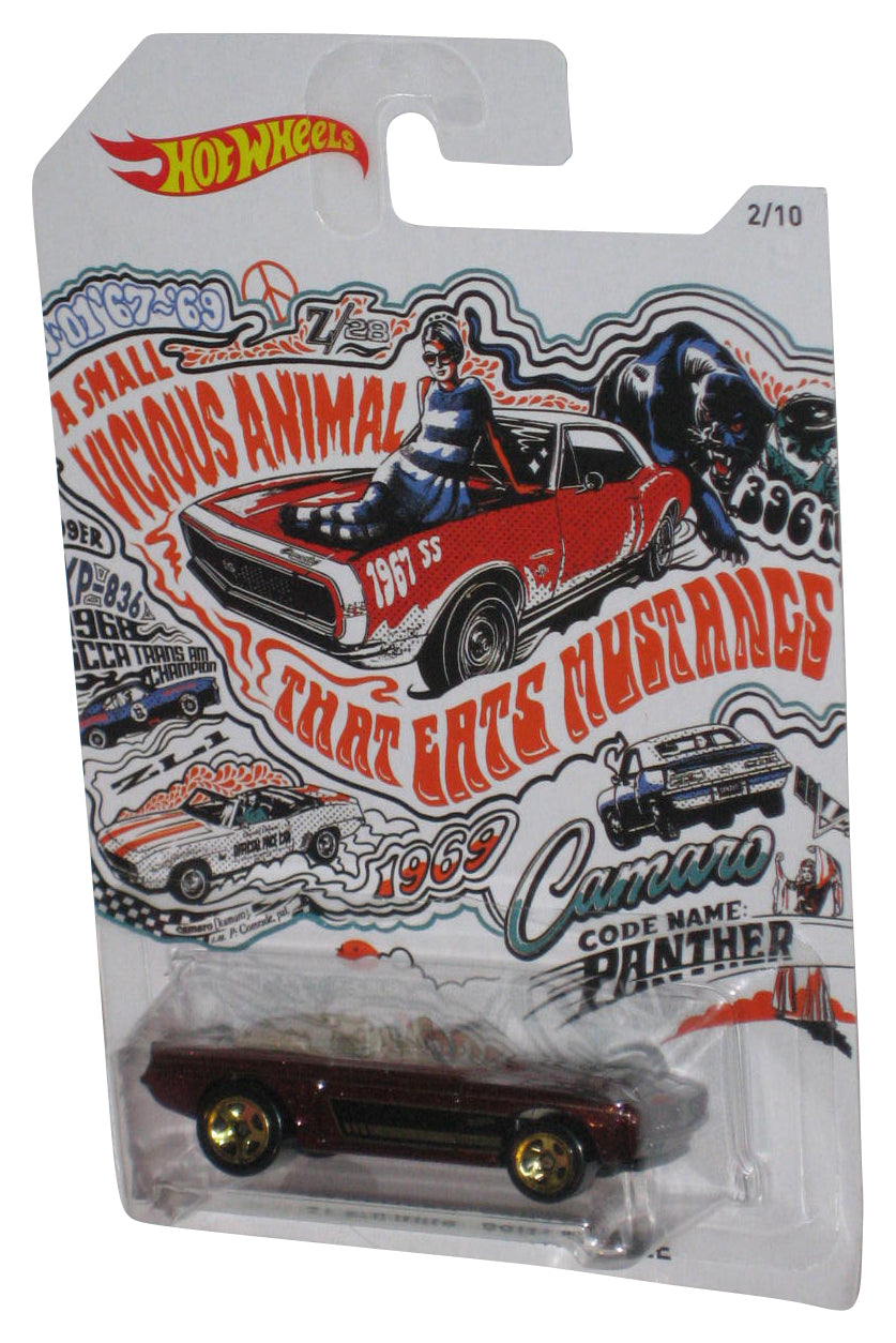 Hot Wheels Red '69 Camaro Convertible (2017) Mattel Toy Car 2/10 - (Cracked Plastic)