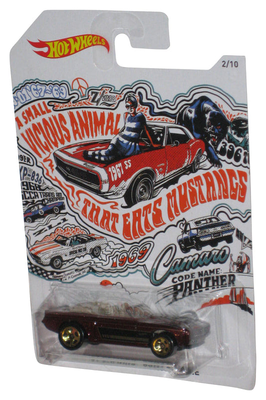 Hot Wheels Red '69 Camaro Convertible (2017) Mattel Toy Car 2/10 - (Cracked Plastic)