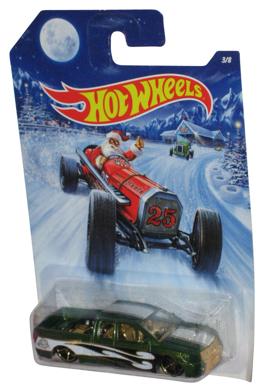 Hot Wheels Christmas Santa Holiday (2014) Green Nissan Titan Toy Truck 3/8