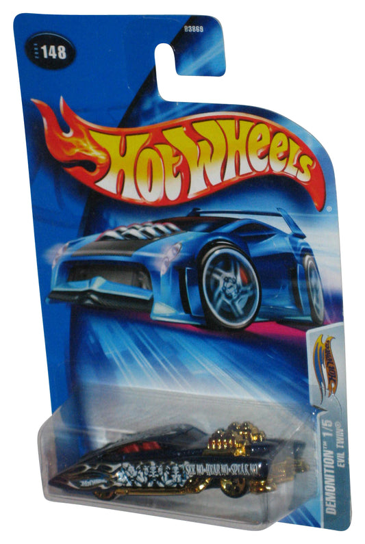 Hot Wheels Demonition 1/5 Evil Twin Blue (2004) Die-Cast Toy Car #148