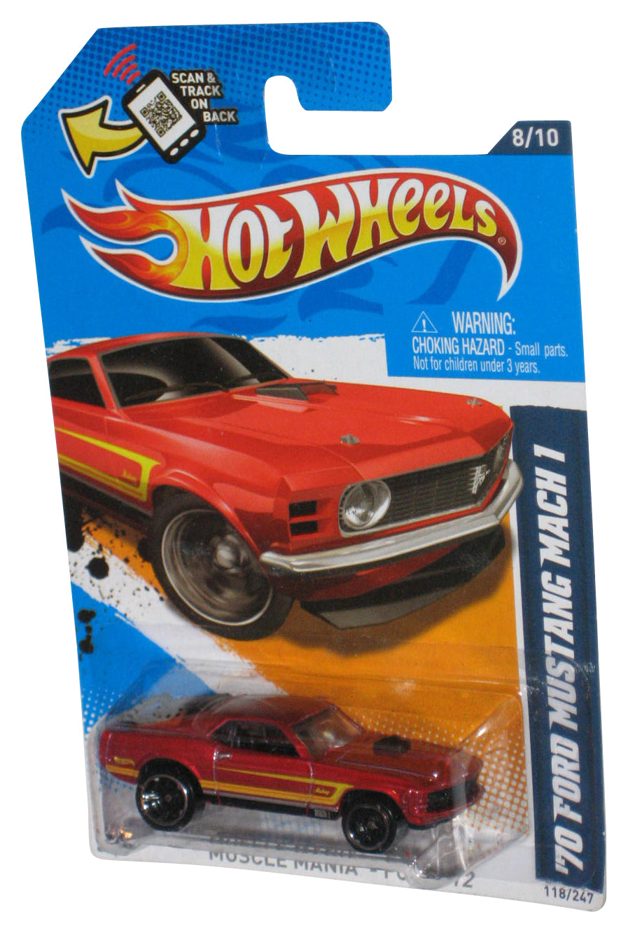 Hot Wheels Muscle Mania Ford '12 Red '70 Ford Mustang Mach 1 Car 118/247