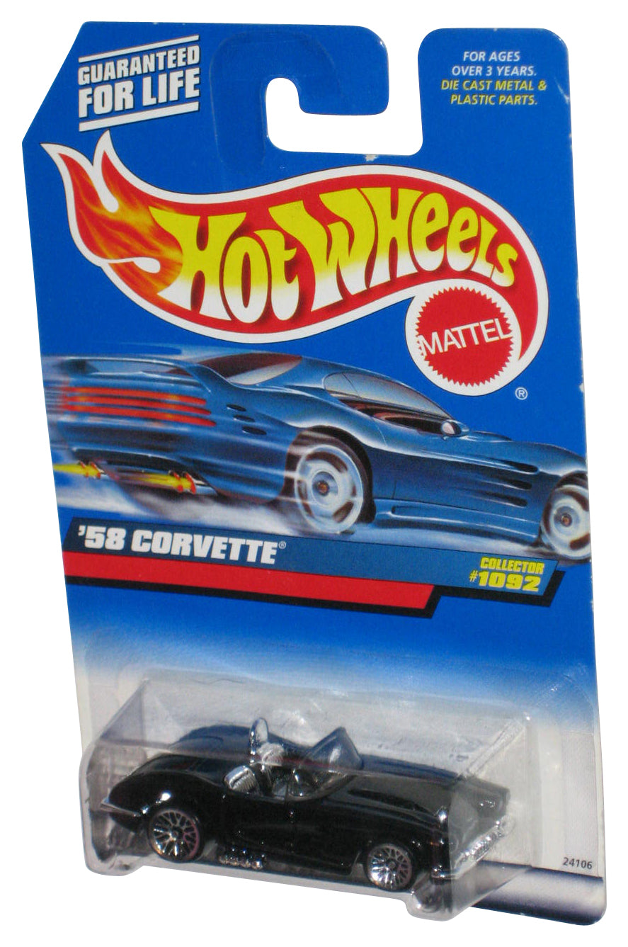 Hot Wheels Black '58 Corvette (1998) Mattel Die-Cast Toy Car #1092