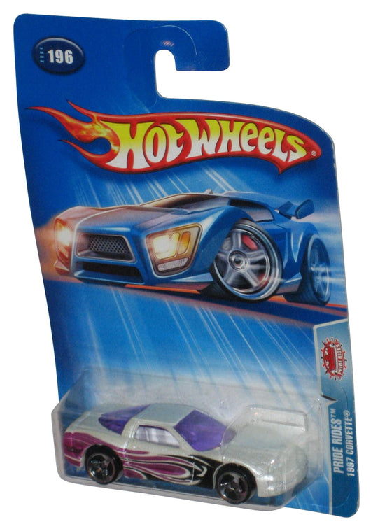 Hot Wheels Prides Rides 1987 Corvette White & Purple (2004) Die-Cast Toy Car #196