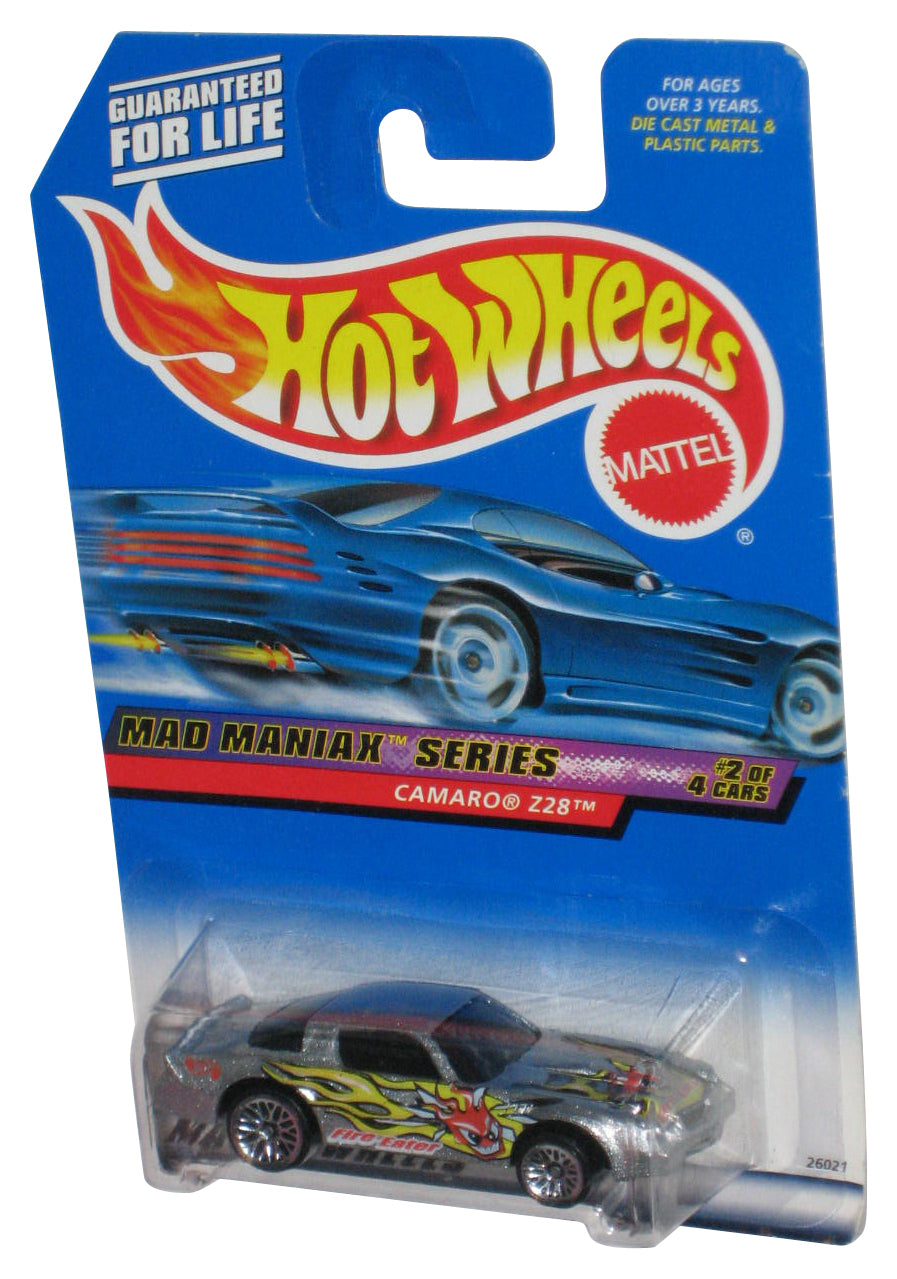 Hot Wheels Mad Maniax Series Silver Camaro Z28 Die-Cast Toy Car #018