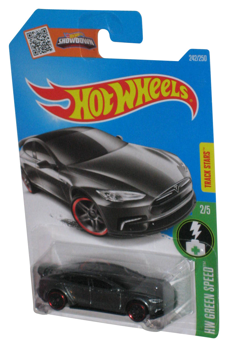 Hot Wheels HW Green Speed 2/5 (2015) Dark Gray Tesla Model S Toy Car 242/250