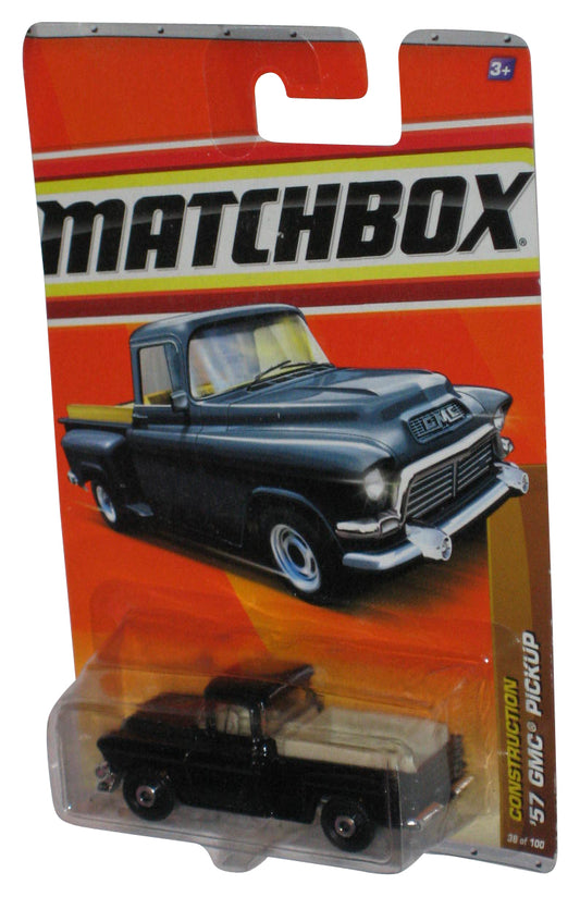 Matchbox Construction (2010) Black '57 GMC Pickup Truck 38/100 - (Cracked Plastic)